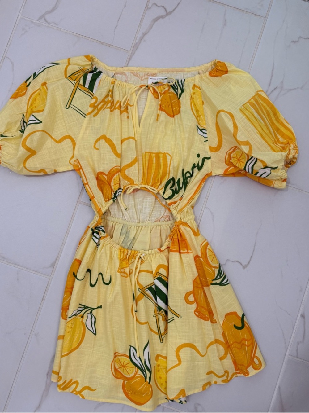 Sabo Skirt Yellow Citrus Cutout Mini Dress